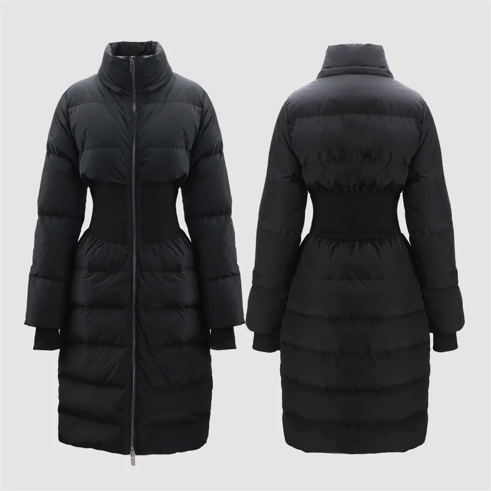 سترة نسائية شتوية 2026 ، ياقة عالية ، حزام الخصر ، معطف طويل للنساء ، Y2K موضة جديدة ملابس خارجية معطف الصدرية