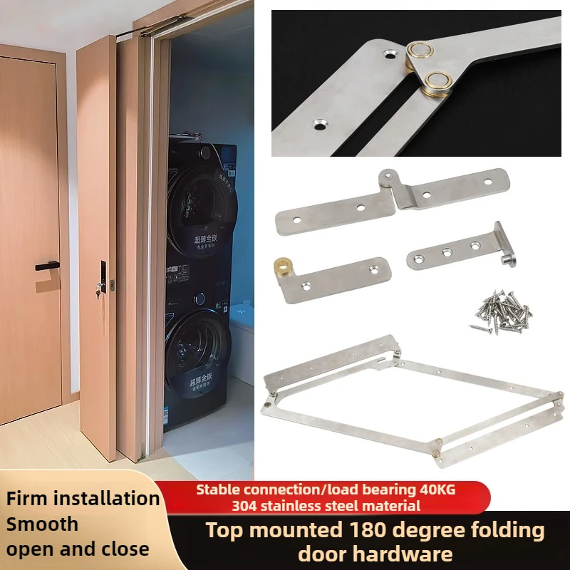 

Top Mounted 180 Degree Folding Door Hardware Folding Kitchen Bathroom Bedroom Door Trackless Flat Folding Door Hinge Accessories