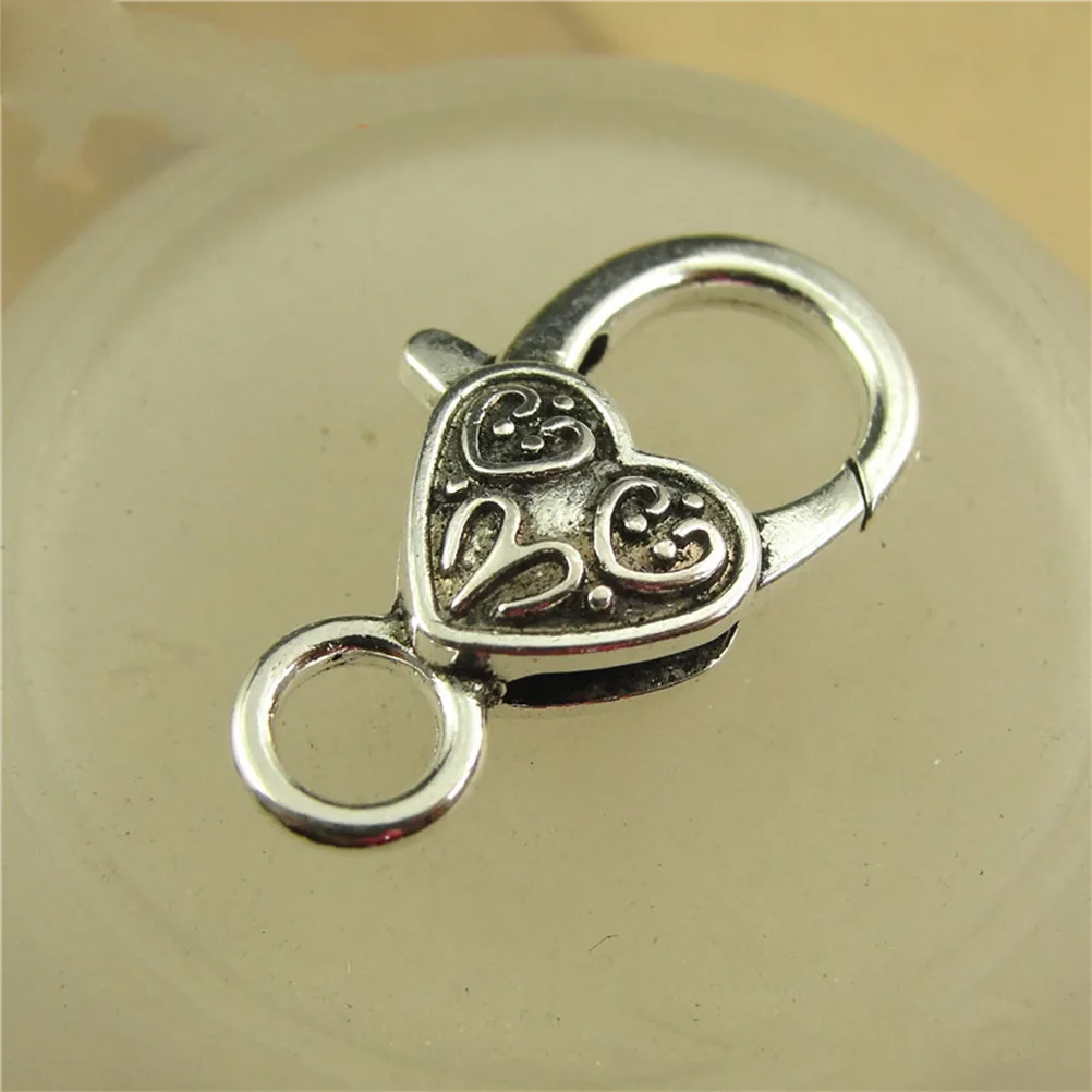 40Pcs Silver Alloy Love Shaped Clasps DIY Jewelry Making Necklace Bracelet Clasp for Crafting Repair Clasp
