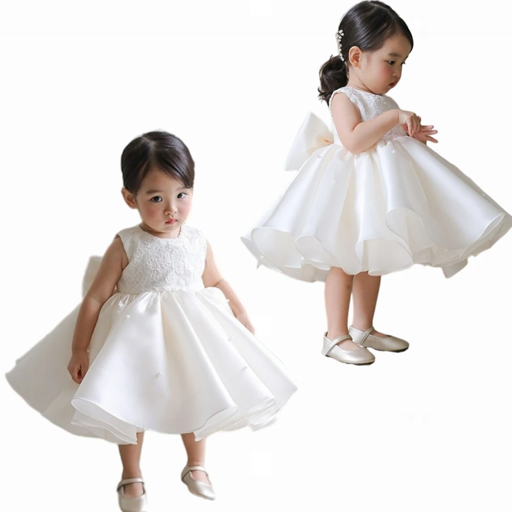 Lovely White Party Dresses for Flower Girl Dress for Wedding Girls Luxury Gowns Little Baby Elegant Baby Kid Birthday Prom