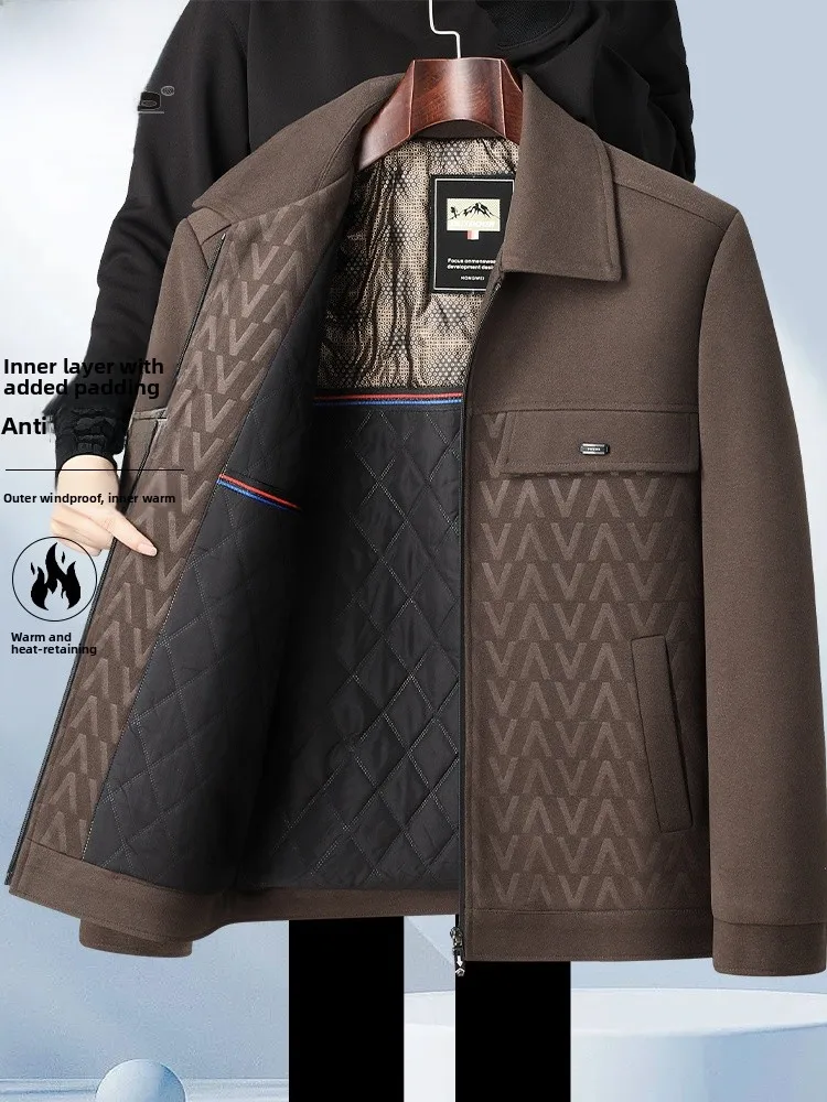 

Thiened Cotton Winter Jaet for Men New Sle Dad Coat Mid-aged And ly Autumn Winter Polyester Fiber Casual Sle
