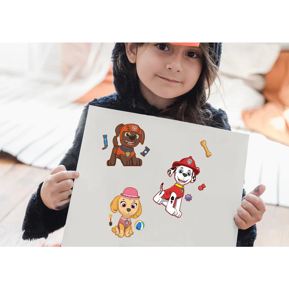 8/16Sheets Cute PAW Patrol Puzzle Stickers Anime Make-a-Face Decals Assemble Funny Cartoon Assemble Jigsaw DIY Sticker Kids Toys