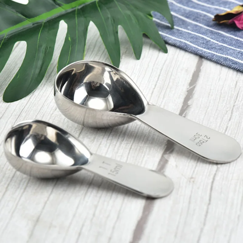 1 PCS 304 Coffee Spoon Stainless Steel Spoon With Scale Measuring Spoon Milk Powder Spoon Seasoning Spoon 15ML/30ML