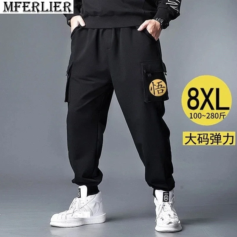 plus size 8XL 140kg spring summer Men Cargo Pants Pockets Casual sports sweatpants Safari Style out door elastic Pants