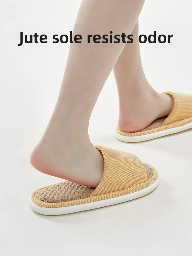 

Youdiao Japanese Style Linen Slippers Indoor Home Use Men's Thick Bottom Soft Bottom Anti-Odor Summer Spring Autumn Unisex