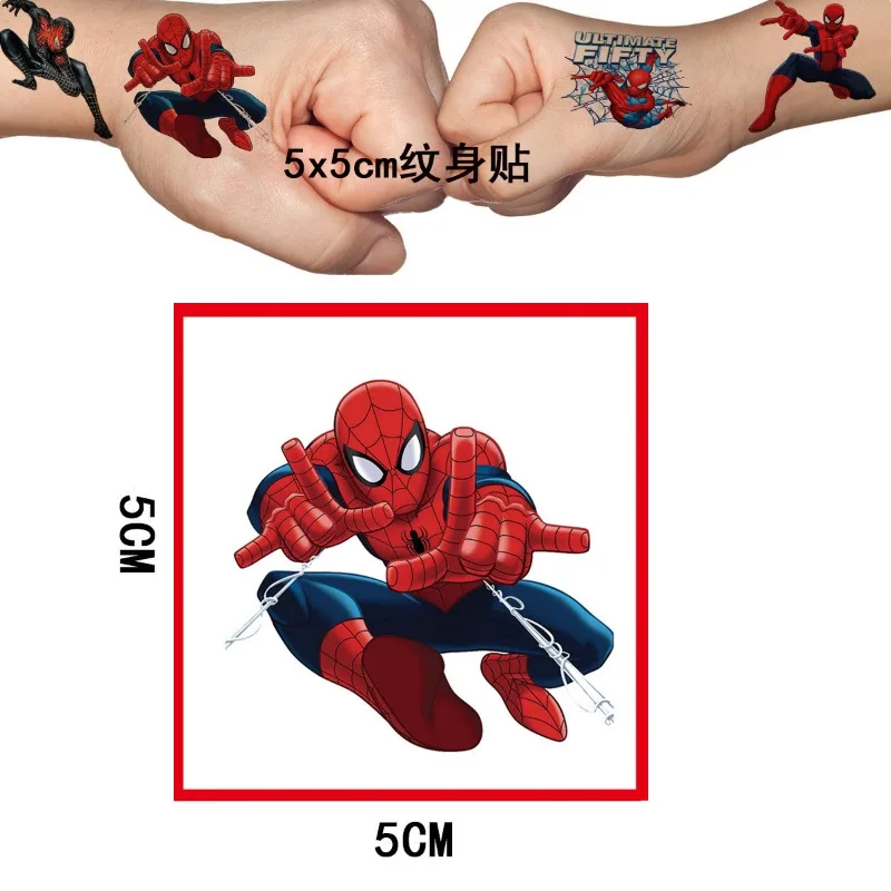 20/50PCS Spiderman Transfer Tattoos Stickers Kids Party Gifts Boys Superhero Anime Movies Decoration Stickers