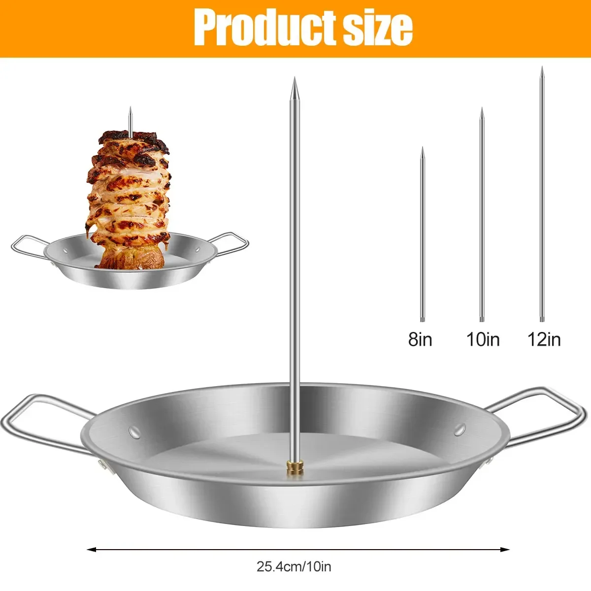 BBQ Vertical Meat Skewer Stainless Steel Roasting Meat Spit Skewers Brazilian Spikes Barbecue Grilling Rack Kitchen Accessories