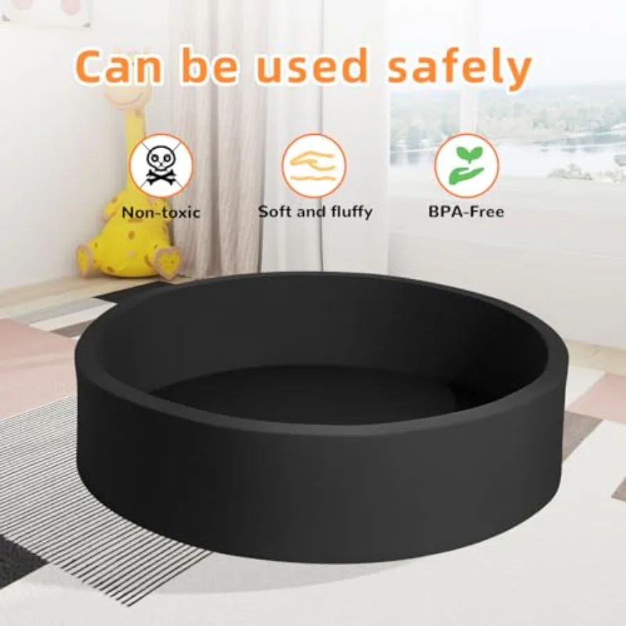 特大ソフトフォームボールピット 51.2 x 11.8インチ ブラック 室内幼児用プレイペン - ボールなしの大型スポンジ丸型ボールプール
