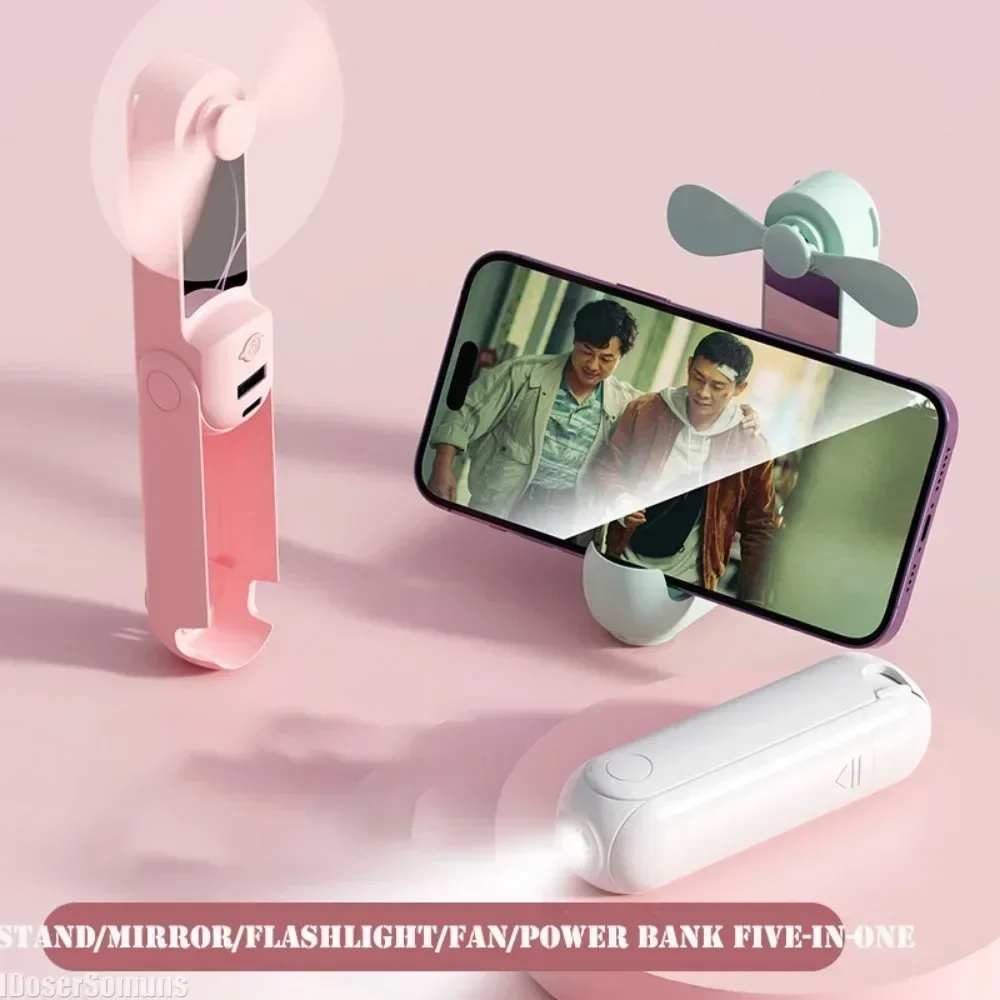 

NEW Folding Handheld Fan USB Charging Multifunctional Fan Mini Small Fan Charging Holder Flashlight Treasure Cell Phone