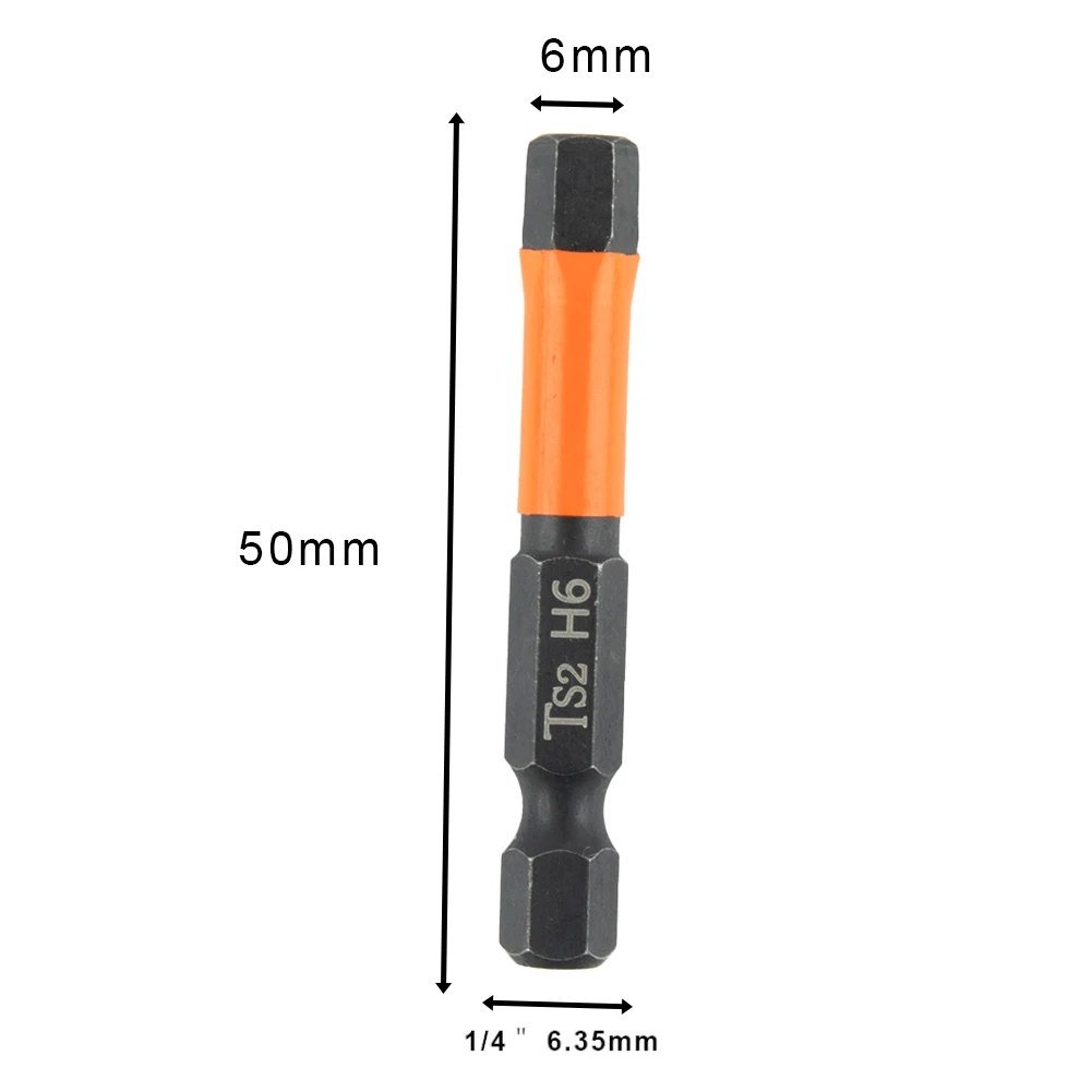 1 4 pulgadas Hex 50mm 1,96 pulgadas negro naranja H1.5-H6 cambio rápido vástago hexagonal destornillador Bit taladro eléctrico magnético