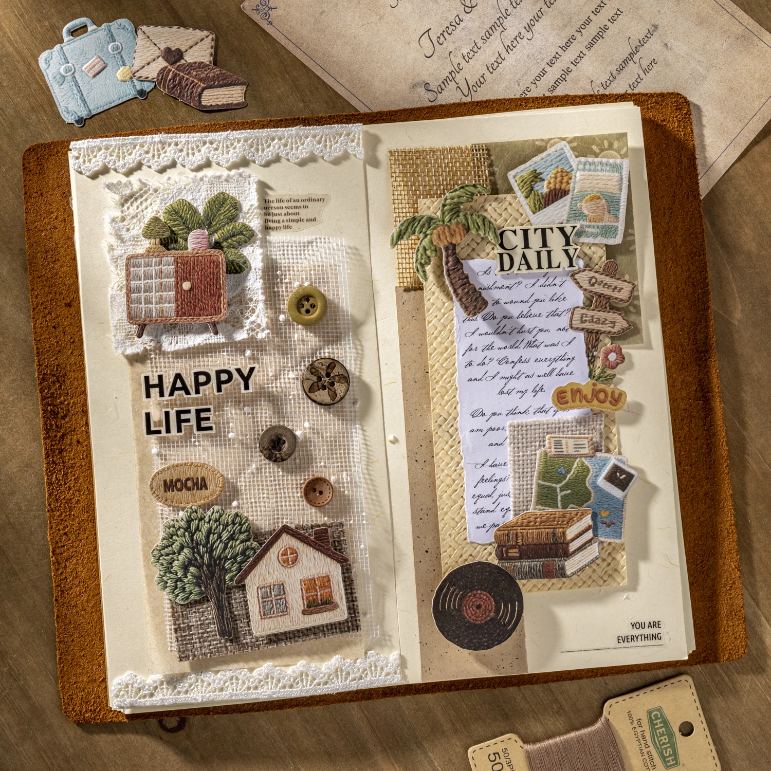 Embroidery Style Life Trinkets Sticker Pack, Must-Have for Students & Stationery Lovers, Multi-Purpose Decorative Stickers image 6
