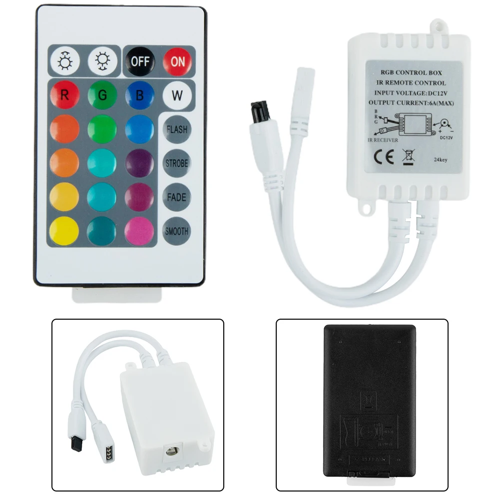 24 ปุ่ม RGB Controller รีโมทคอนโทรล LED Strip Band Stripe 12V 72W รีโมทคอนโทรลไร้สายสําหรับ Dimming เปลี่ยนสี