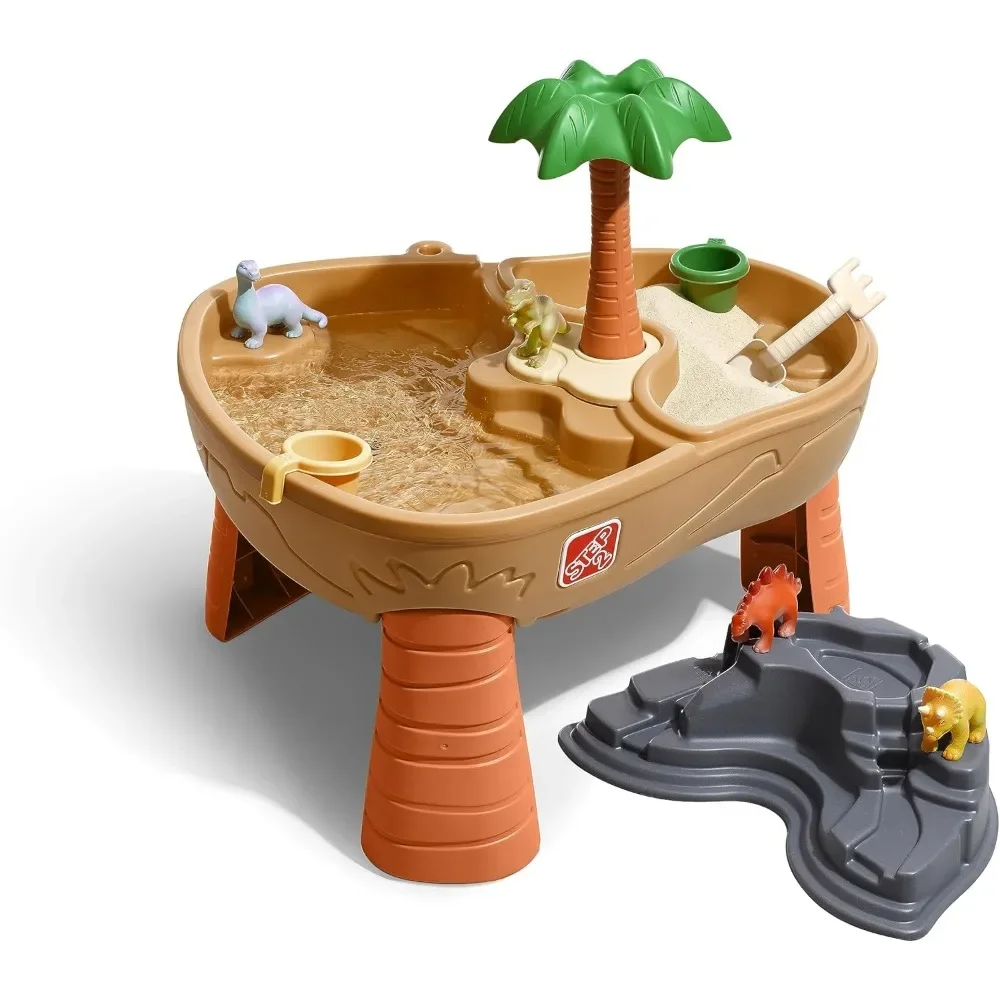 Step2 Dino Dig Sand and WaterTable, giochi sensoriali per attività per bambini, giocattoli estivi all'aperto, accessori da 7 pezzi, per 2-5 anni