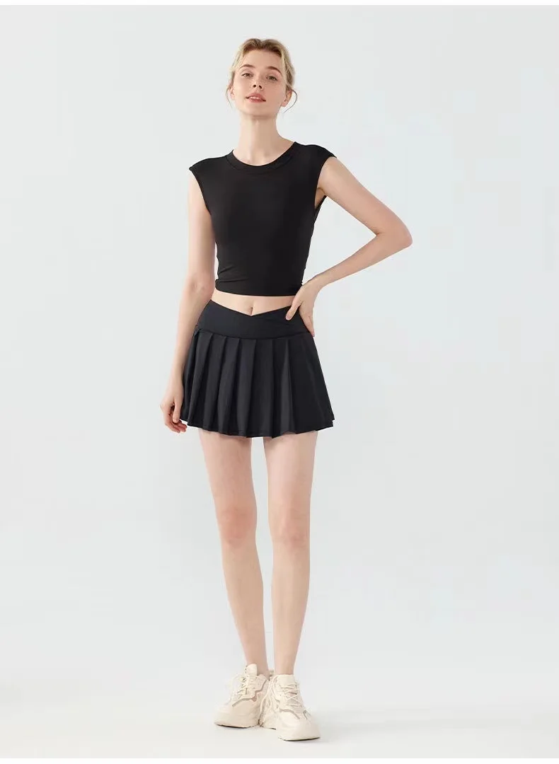 Rückenfreies Sporttop für Damen im Sommer, stoßfeste Pilates-Yoga-Anzüge für kurzärmelige, schnelltrocknende Fitnessanzüge. – Detail 10