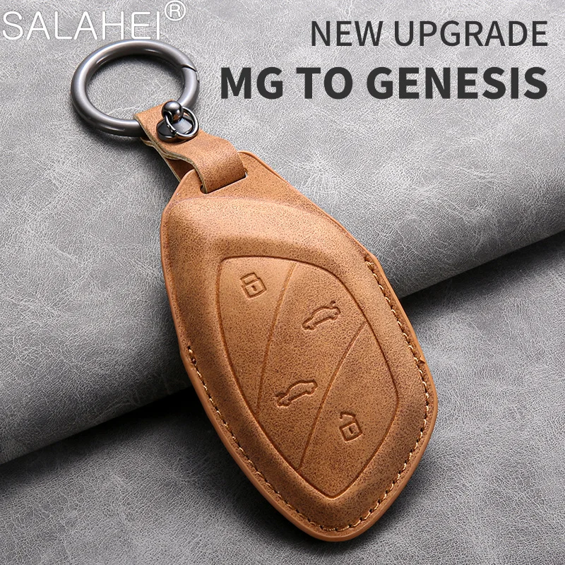 

Sheepskin Leather Car Key Case Cover For MG6 EZS HS EHS MARVEL X MARVEL R Electric Roewe RX5 I6 I5 RX3 RX8 ERX5 MG ZS EV2021