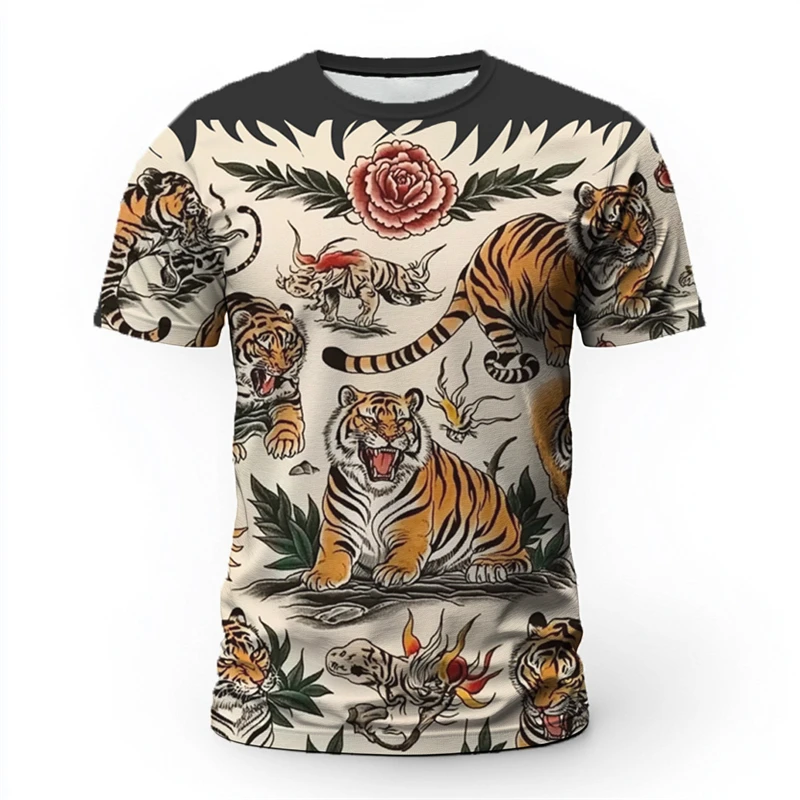 

Funny Tiger Pattern 3D Print Men's T-shirt Fashion Comfortable Oversized T-shirt Casual O-neck Loose Tops High Quality Clothing