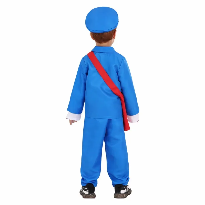 WU01 Kids Delivery Man Postman Cosplay Blue Uniform Boys Girls Mailman Halloween Cosplay Costumes Purim Carnival PerformancJk5*！