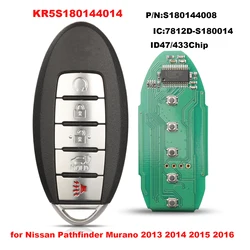 jingyuqin KR5S 180144014   S 180144008   Dla Nissan Pathfinder Murano 2013 2014 2015 2016 zdalny kluczyk samochodowy Keyless Go Smart ID47/433 Mhz