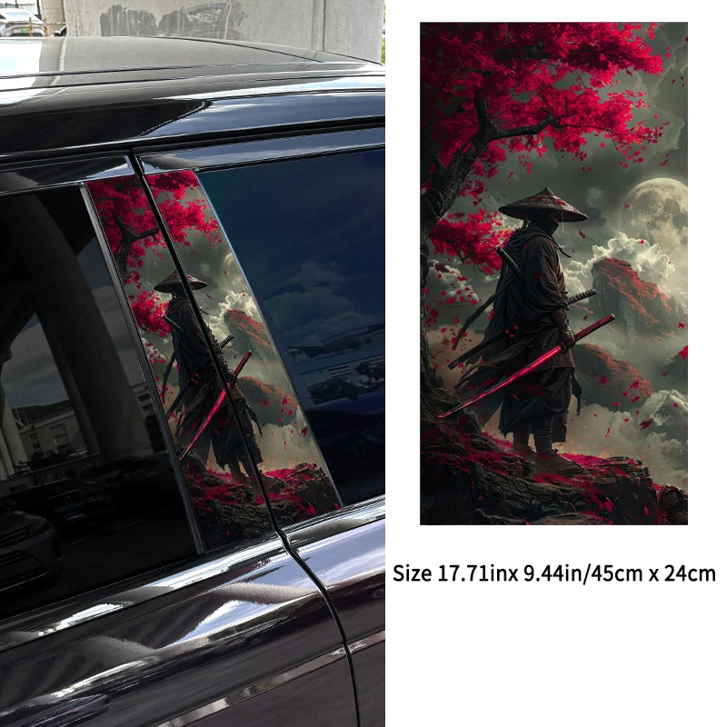 1pc/2pcs Samurai Car B-pillar Stickers Waterproof Auto Center Pillar Sunscreen Vinyl Decals Funny Decoration
