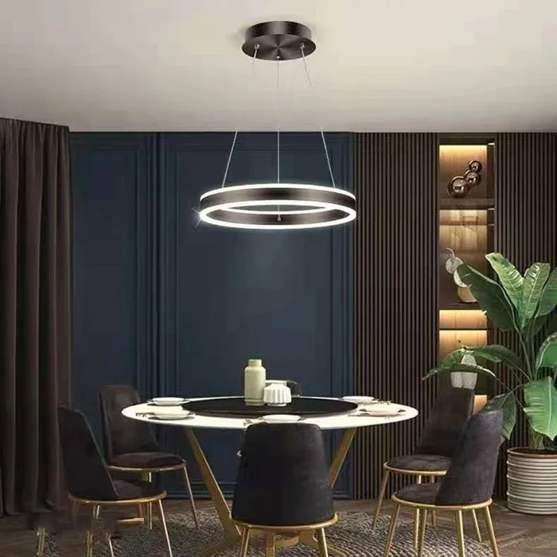 Moderno LED Ring Chandelier, Luz Regulável para Sala de Estar, Sala de Jantar, Mesas de Comida, Cozinha, Decoração de Casa