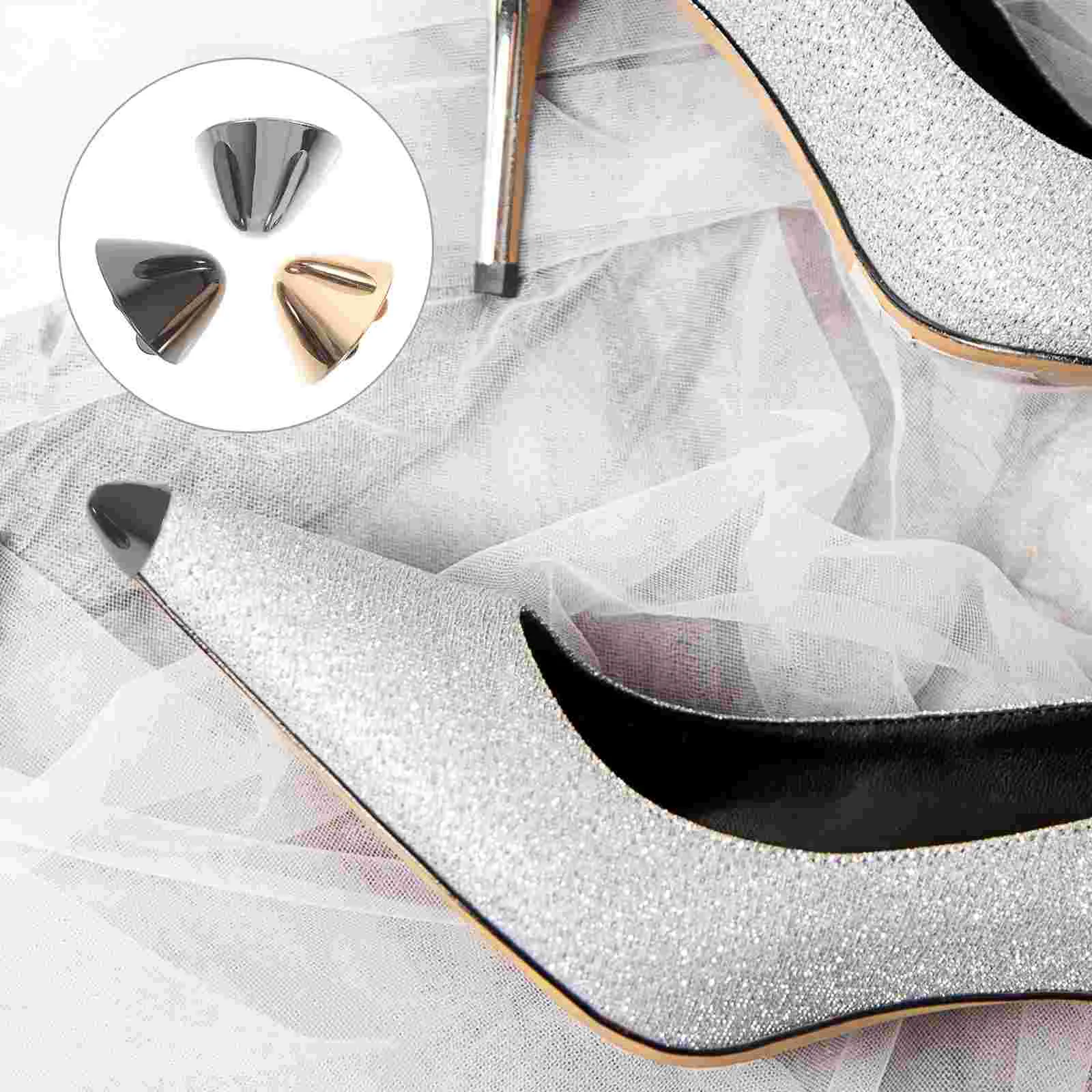 

3 Pairs High Heels to Protect The Head Metal Shoe Tip Caps Toe Repair Protectors Women Shoes Pointed Covers Iron