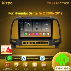 Hizpo Android DSP Car Radio For Hyundai Santa Fe 2 2006-2012 Multimidia Video Player Navigation GPS 2din Head Unit Carplay 6115