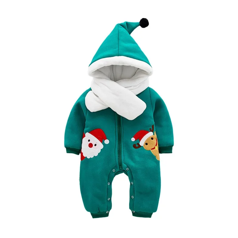 Newborn Baby Clothing Cartoon Baby Boy Clothes Christmas Baby Rompers Winter Warm Fleece Infant Rompers Girls Clothes Kids