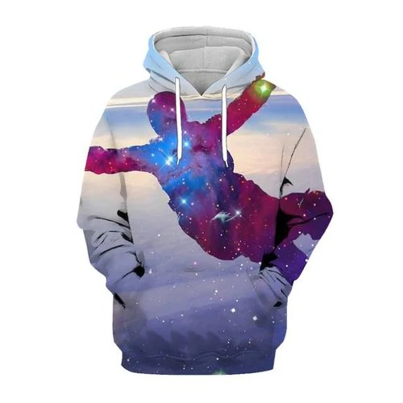 Men Extreme Sports Paraglider Glider Skydiving 3D Print Hoodie Hip Hop Excitement Long Sleeve Sweatshirt Coat Oversized Tops