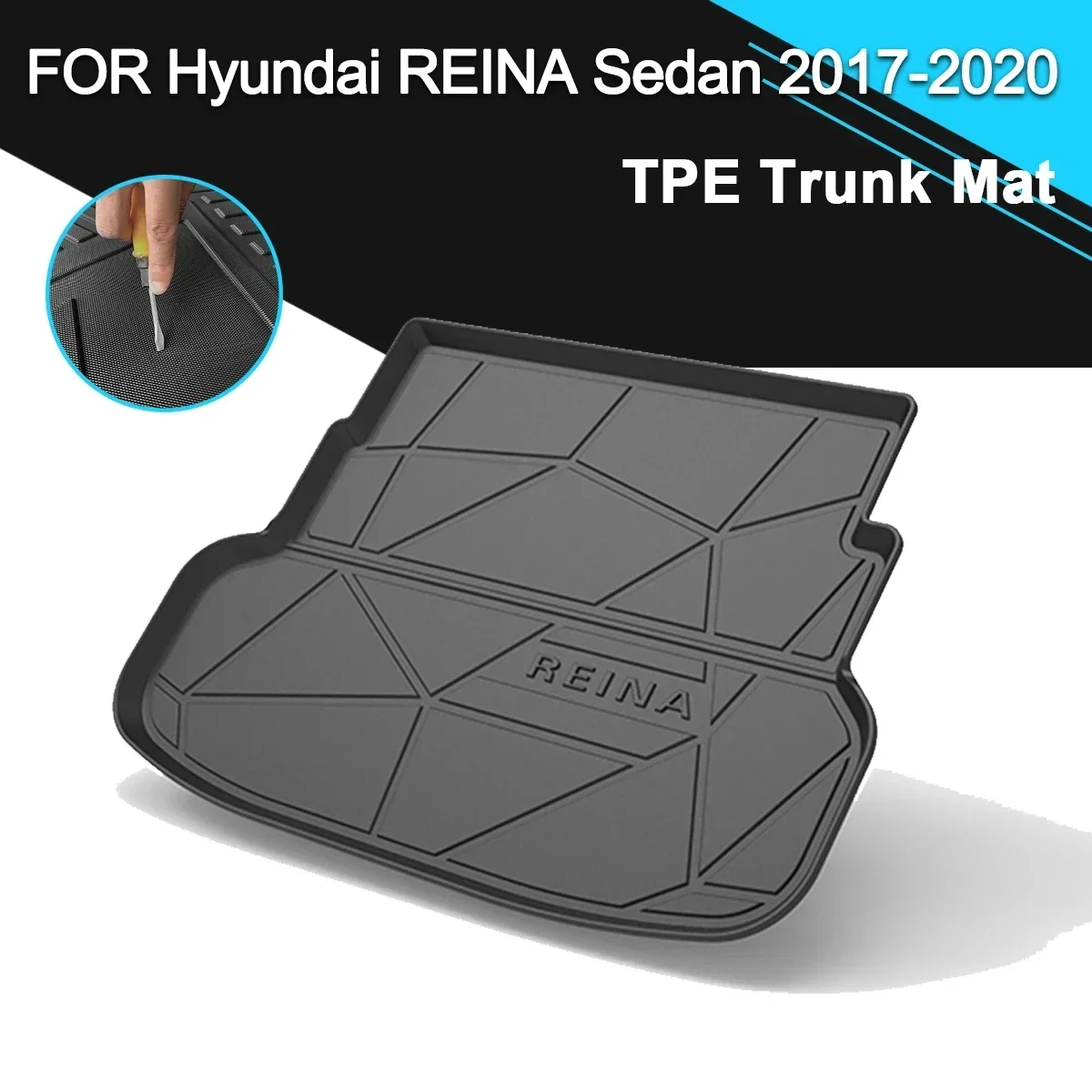 Car Rear Trunk Cover Mat Non-Slip Waterproof Rubber TPE Cargo Liner Accessories For Hyundai Reina Sedan 2017-2020