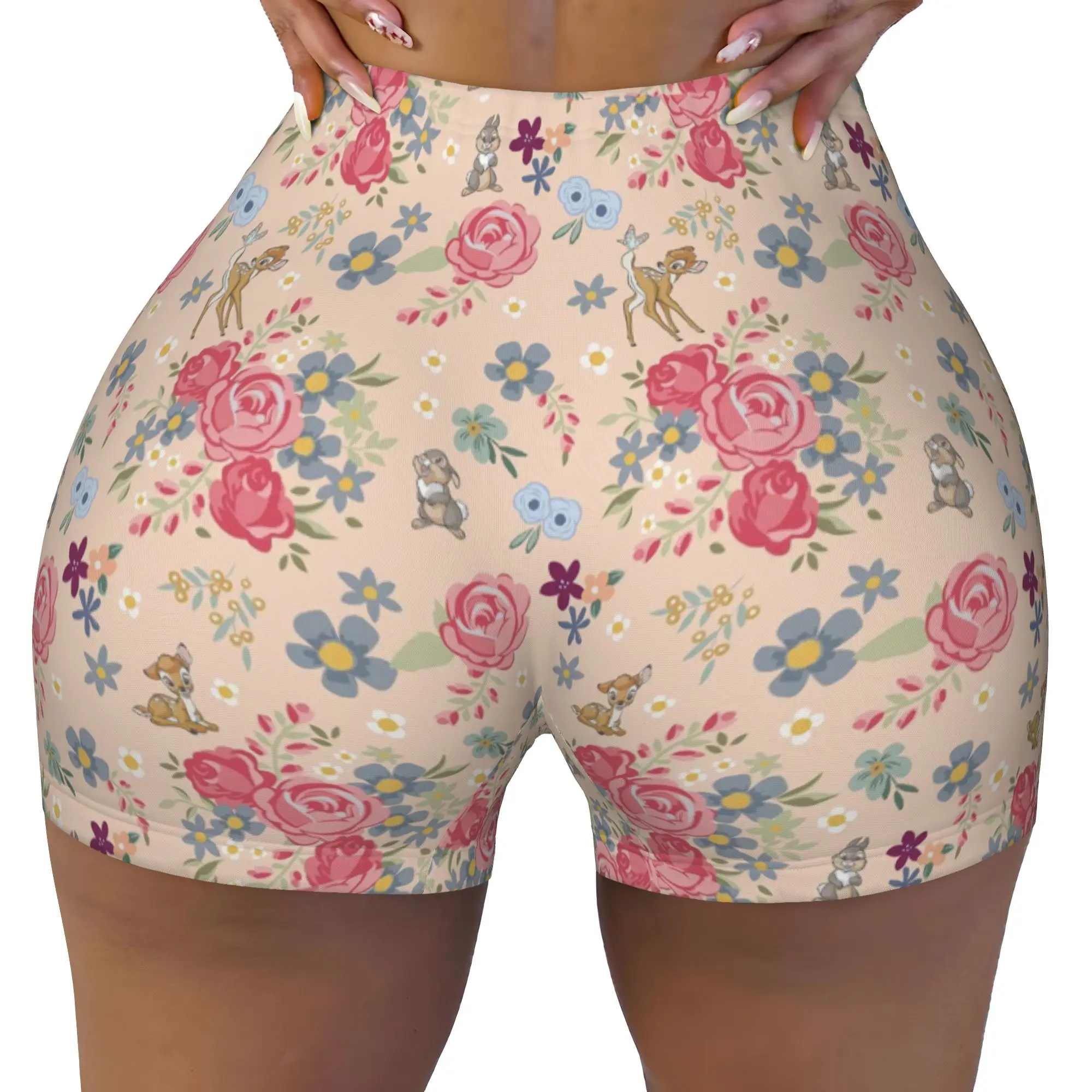 Custom Women B-Bambies Anime Workout Yoga Shorts Beer Cartoon Athletic Gym Volleyball Biker Shorts