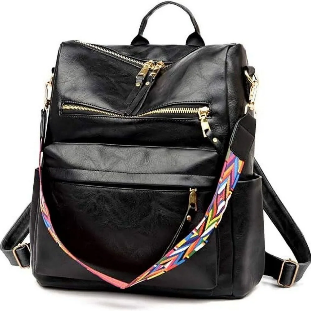 Women's Fashion Casual University School Shoulder Bag Leather Backpack Women Can Convert