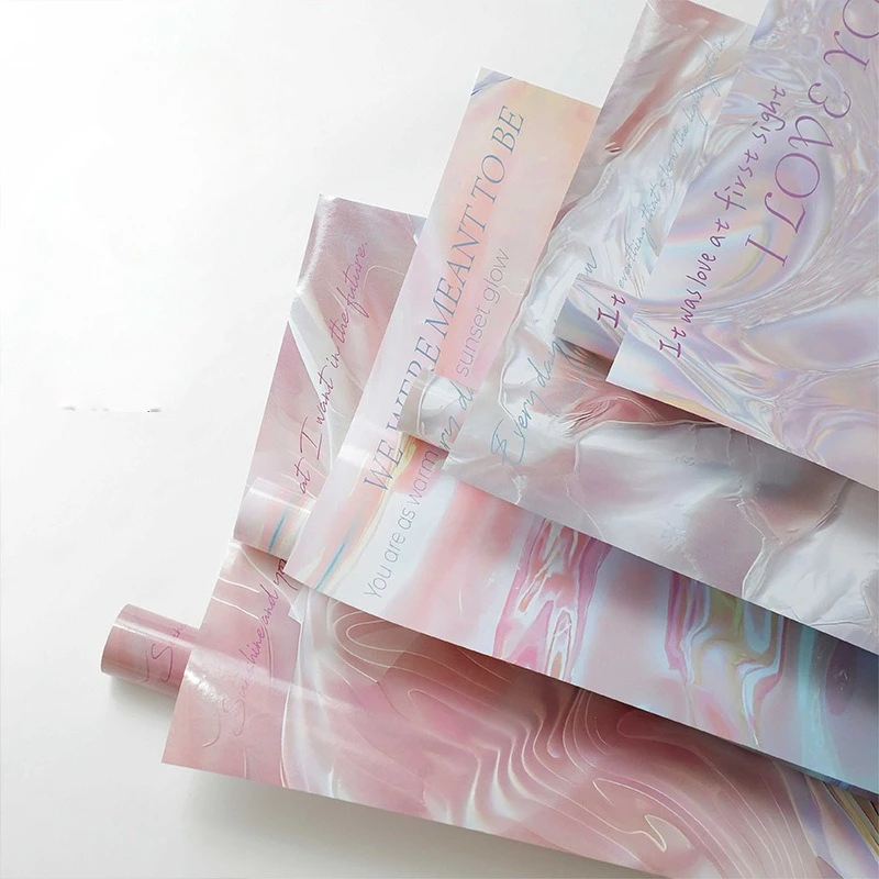 

20pcs Pearlescent Gradient Glossy Paper Waterproof Flower Packaging Bouquet Decoration Material Festival Gift Wrapper Papers