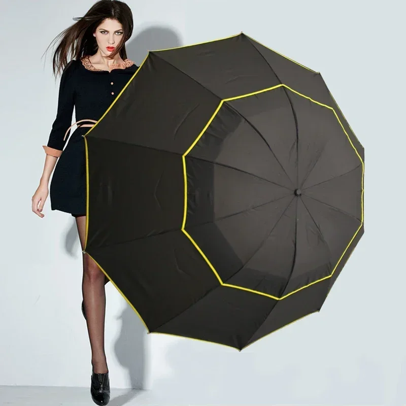 Parapluie coupe-vent pour femme et homme, 3 grands pare-soleil, extérieur, pluie, haut, grande qualité, pliable, 130cm