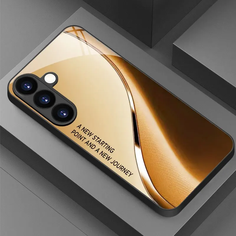 Exquisite business tempered glass black phone case for Samsung Galaxy S26 S25 S24 S23 S22 S21 S20 fe/plus/Ultra anti drop