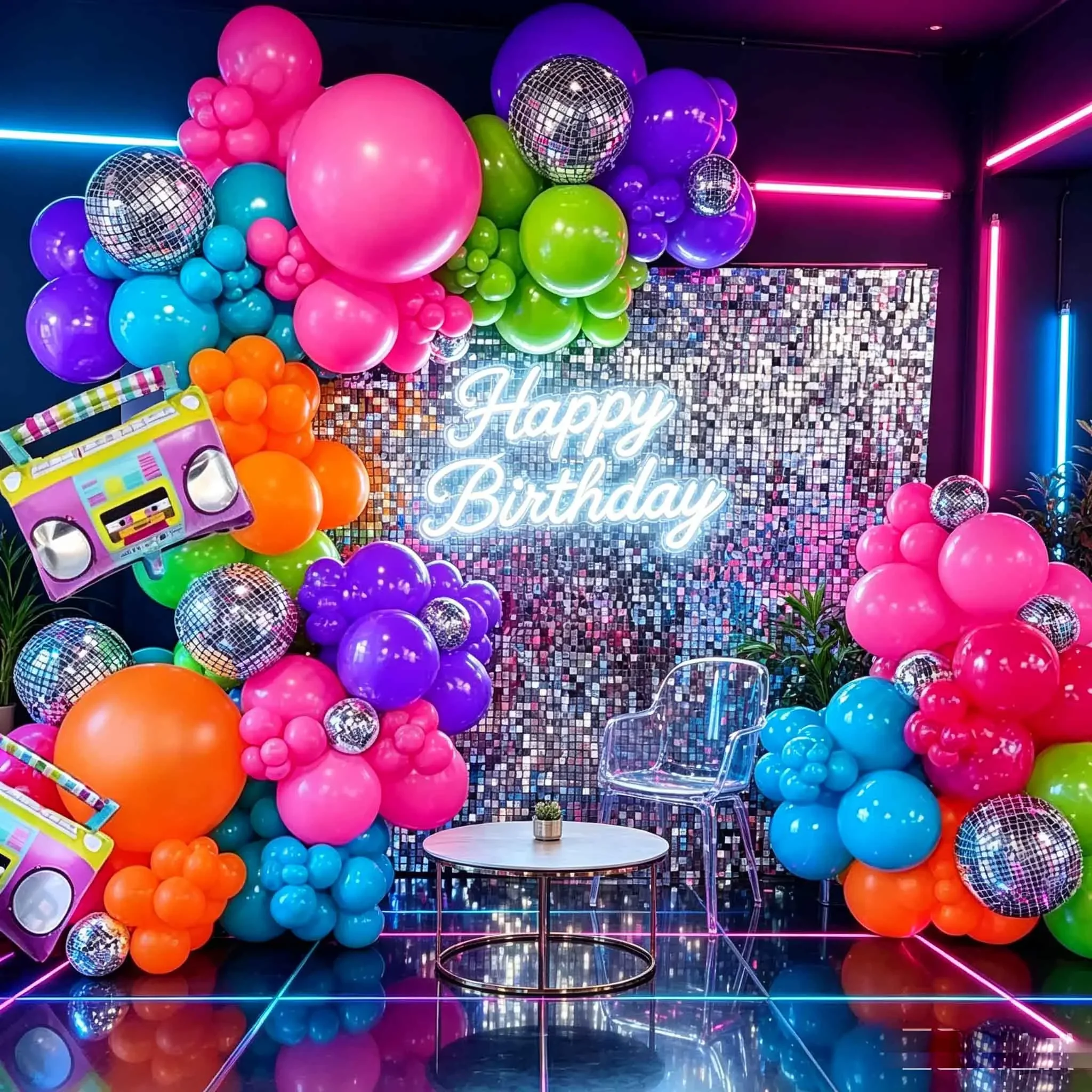 68pcs 80s 90s Retro Party Birthday Balloon Garland Arch Inflatable Piano Rock Globos Decoration Disco Photo Props Backdropgift