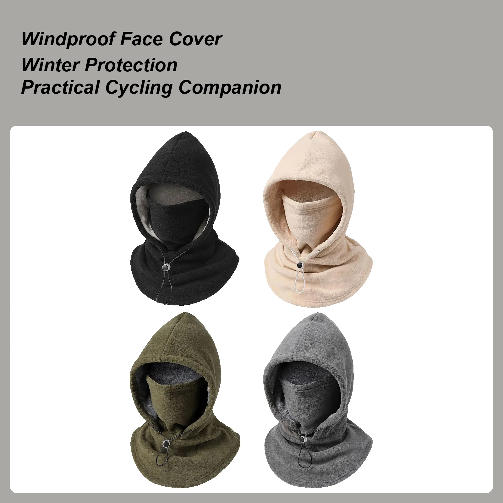 

Hood Face Cover Warm Windproof Breathable Adjustable Drawstring Headwear Winter Hood Hat For Cold Weather Cycling Outdoor Work