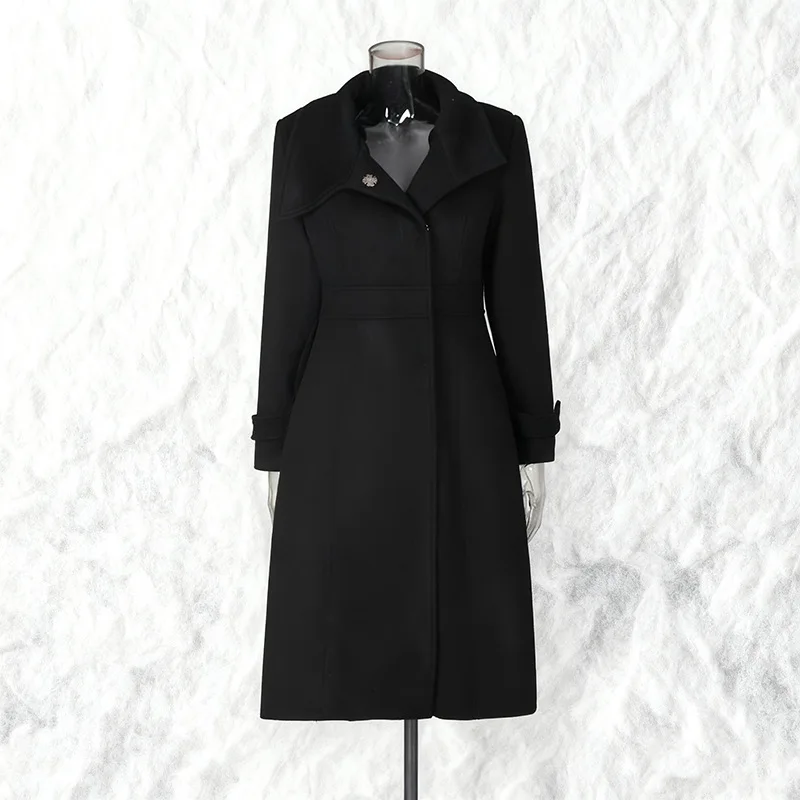 ZAMOR HIGH STREET Women's Lapel Wool Coat 2026 New Solid Color Long Sleeve Thickened Casual Versatile Outerwear