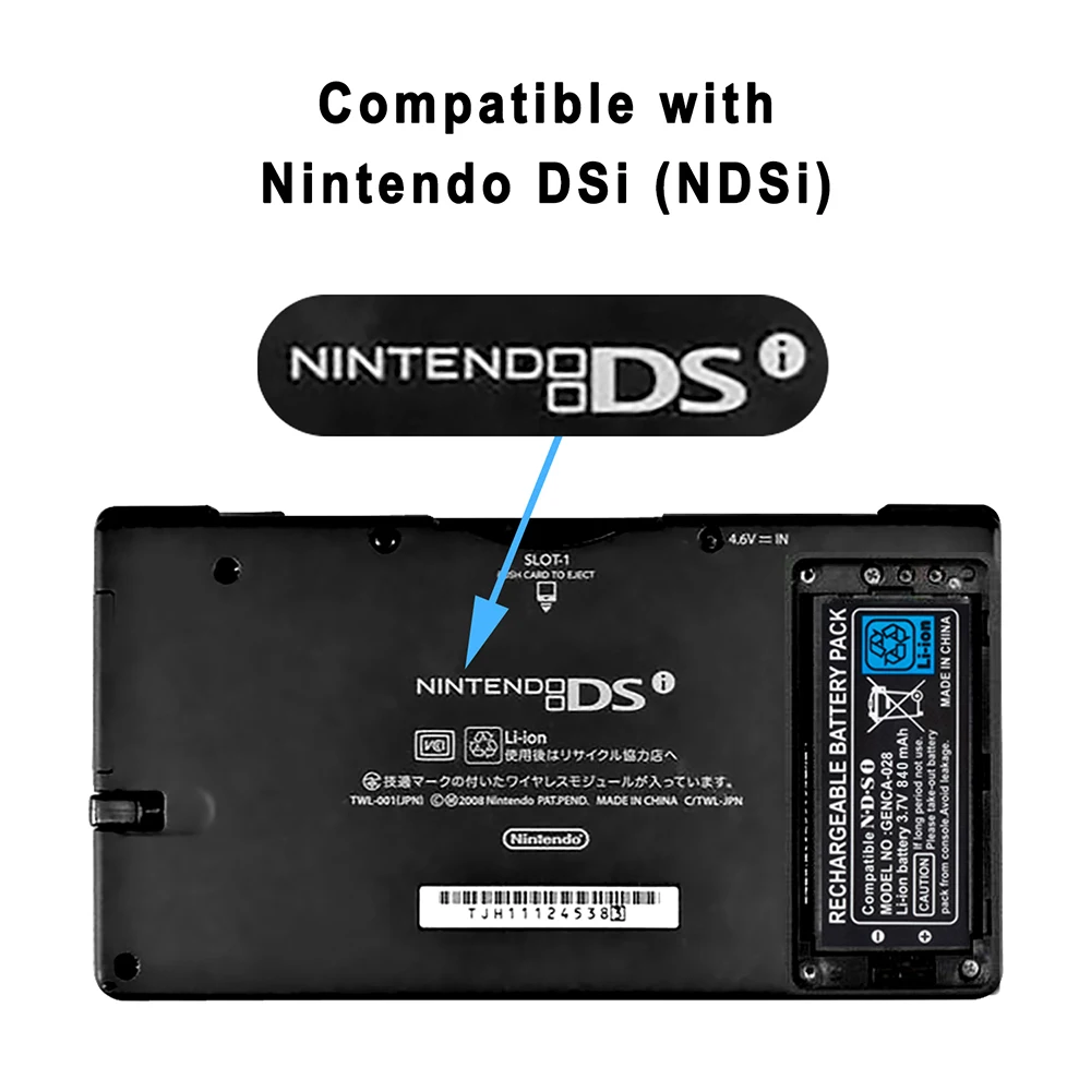 OSTENT 2000mAh Rechargeable Lithium-ion Battery + Tool Pack Kit for Nintendo DSi NDSi