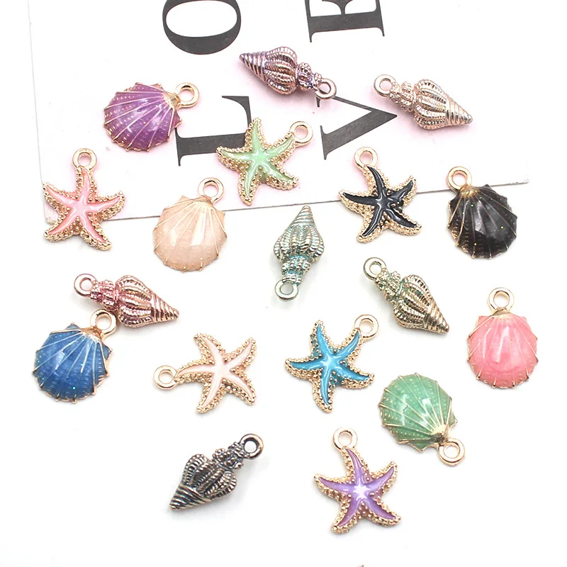 

10Pcs Cute Starfish Conch Shells Charms Alloy Pendant For Making Diy Jewelry Necklace Earrings Handmade Accessories Supplies