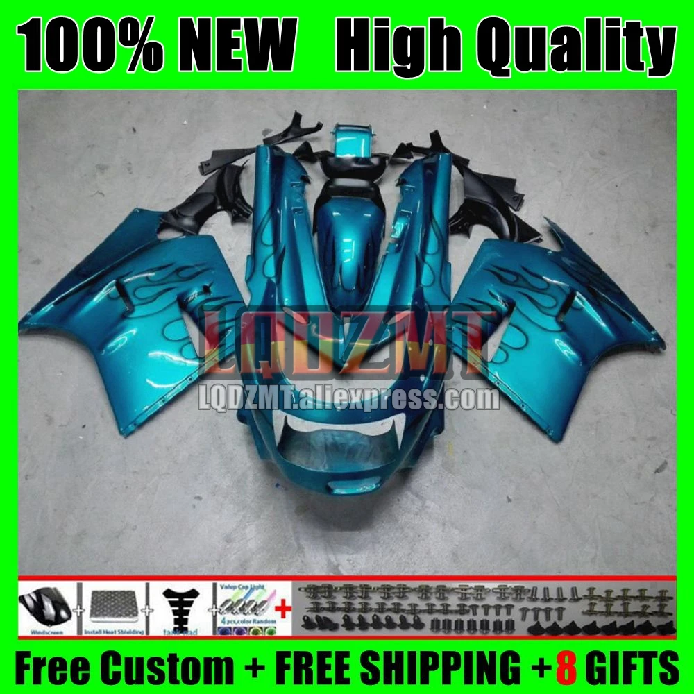 ZZR1100 For KAWASAKI NINJA ZX-11R ZX11R 1993 1994 1995 1996 1997 66No.57 ZX11 Cyan black ZZR 1100 ZX 11R 98 99 00 01 Fairings