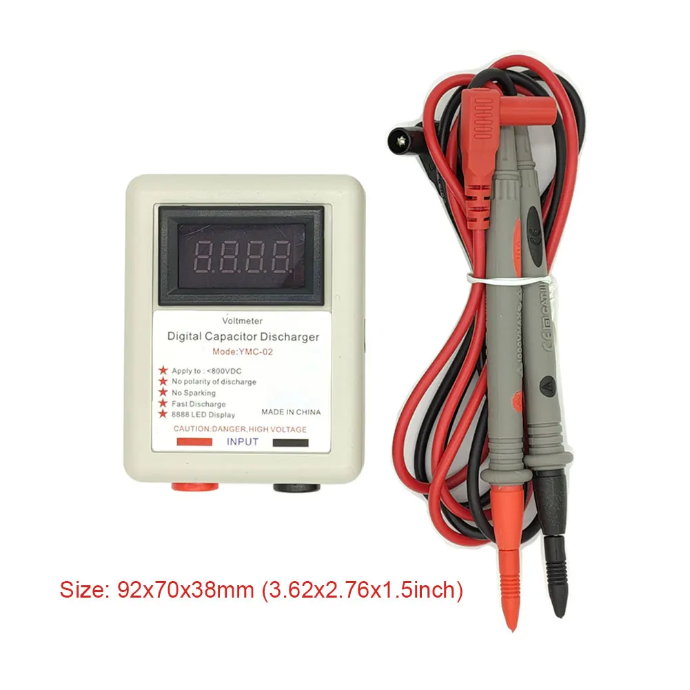 Digital Capacitor Fast Discharger Portable 800V High Voltage Discharging Tool Voltmeter Electronic Repair Display for Electronic