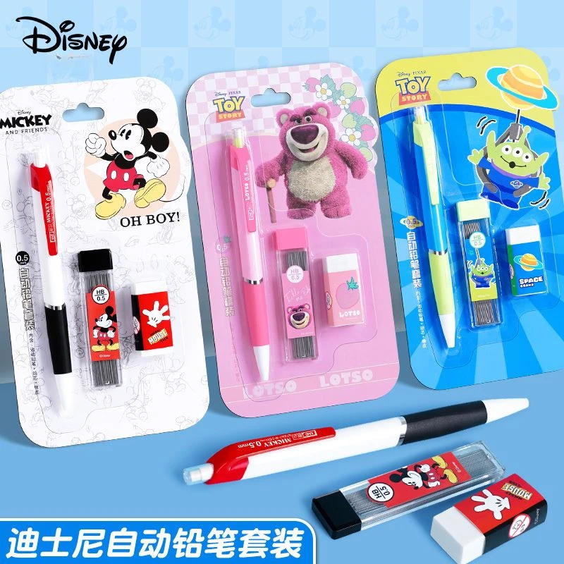 New Disney Mickey Alien Lotso Anime Cartoon 0.5 Set di matite automatiche Creative Kawaii cancelleria per bambini con penna a pressione all\'ingrosso