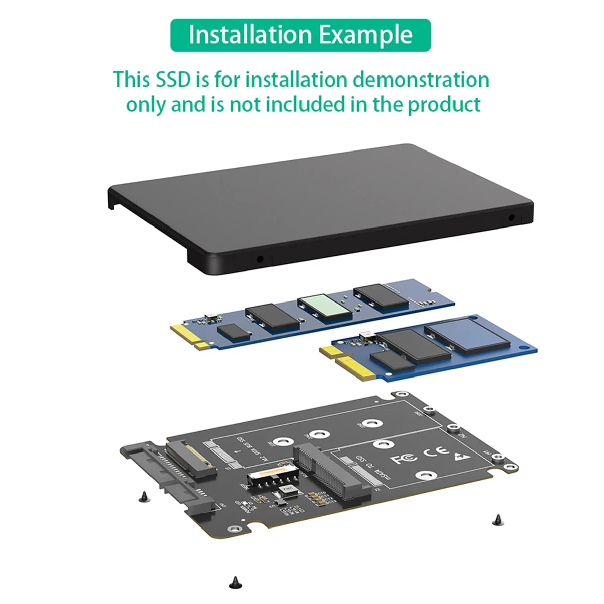 &ABDH& 2 en 1 combina M.2 NGFF Key B y MSATA SSD a 2,5 SATA3 adaptador con carcasa de plástico SSD