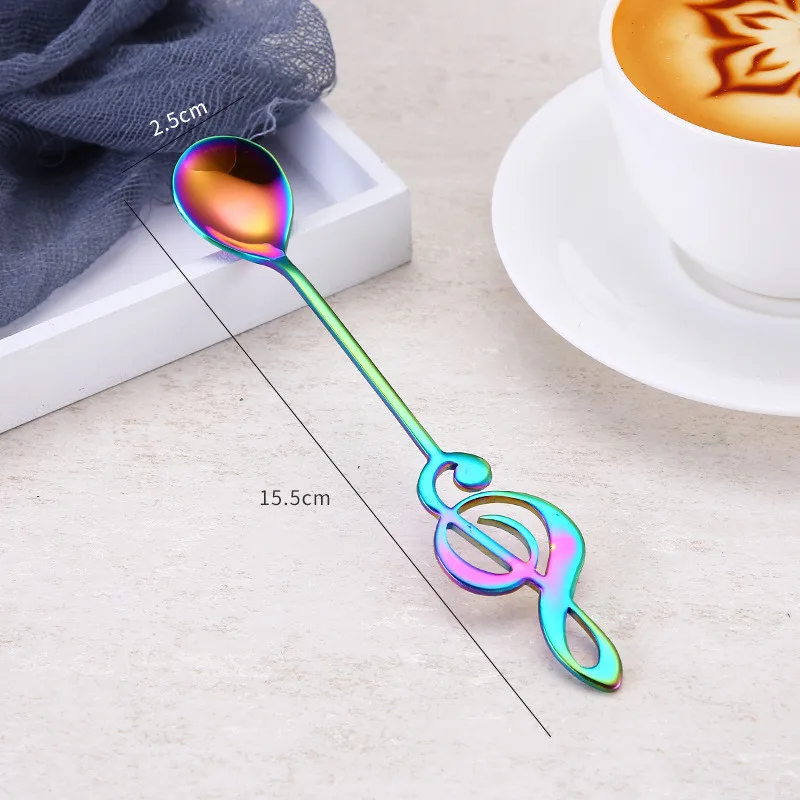 Stainless Steel Musical Notes Coffee Spoon Stirring Cup Spoon Music Stick Ice Cream Gift Spoon Kitchen Tool Accessories