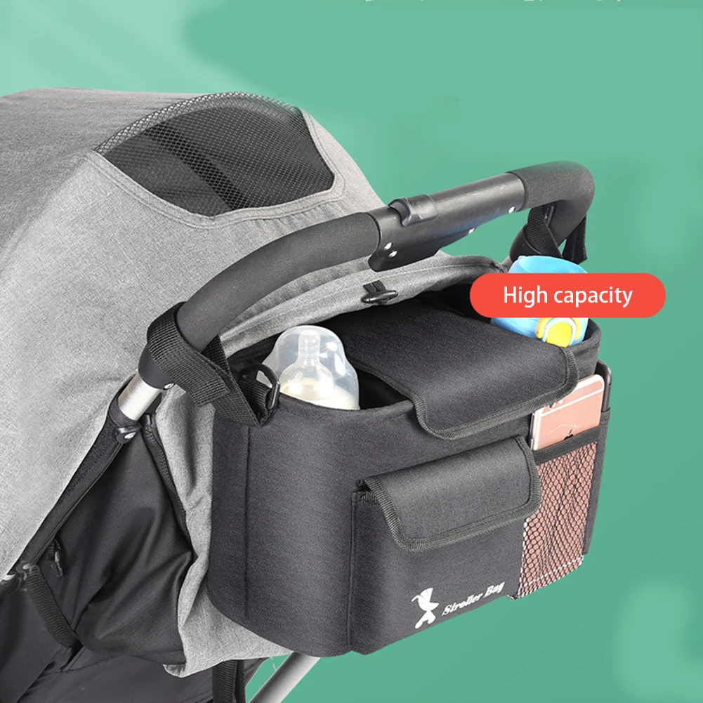 Universal Baby Stroller Bag Black Stroller Organizer Travel Diaper Bags Baby Carriage Pram Buggy Cart Bottle Bag Accessories