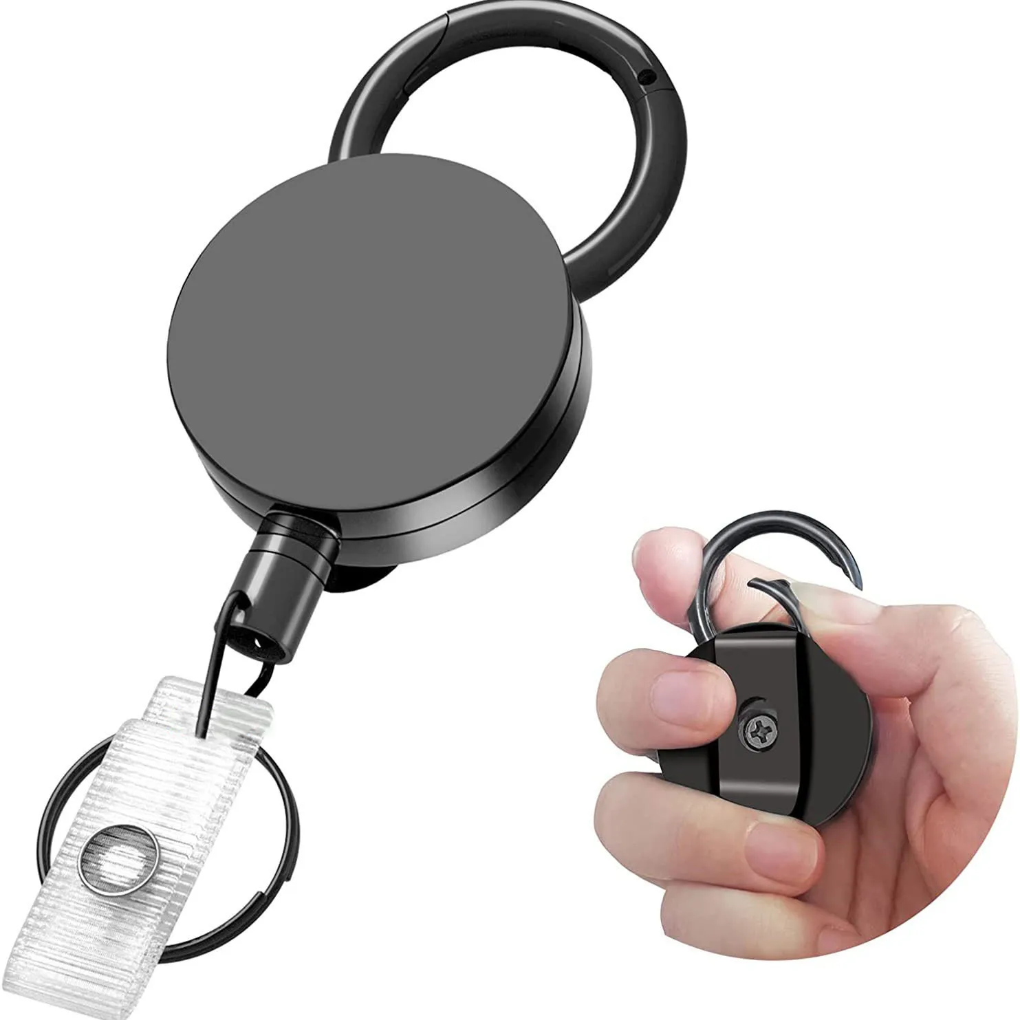 Retractable Metal Wire Keychain Pull Badge Reel ID Lanyard Name Tag Card Badge Holder Reels Recoil Chain Clips Outdoor Key Ring