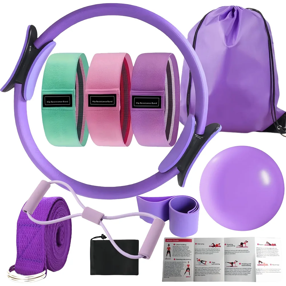 Yoga Pilates Kit 10 Piece Set With Resistance Bands And Ring_voghion.com