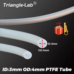 Trianglelab 3X4mm PTFE Tube 3MM X 4mm ID3mm OD4mm Smooth Ptfe replacement tube For Rabbit MMU 1.75mm Filament HOTEND EXTRUDEr