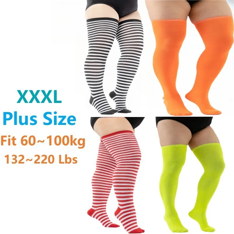 

Plus Size Women's Striped Stockings Thigh High Socks Ladies Over Knee Socks Autumn Winter Warm