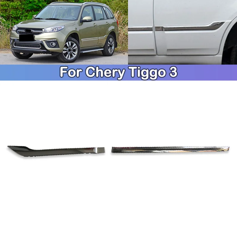 

DCGO For Chery Tiggo 3 2014 15 16 Chrome Front Rear Door Garnish Strip Anti-scratch Bumper Strip Trim Protector